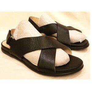 Cole Haan Women's Grand Ambition Comfort Flat Sandals Size-9B Black Leather